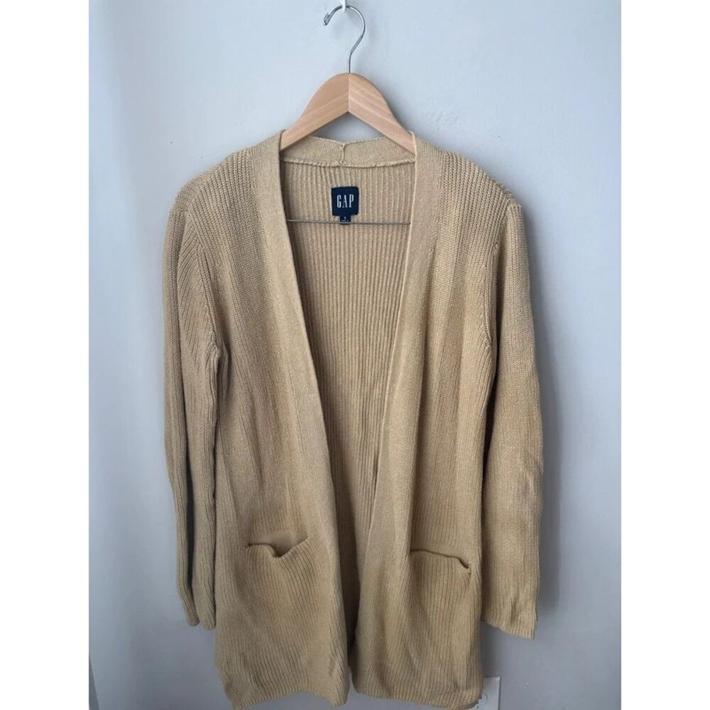 Gap Tan Open Front Longline Cardigan Sweater Small